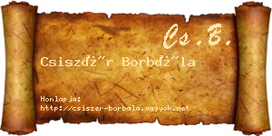 Csiszér Borbála névjegykártya